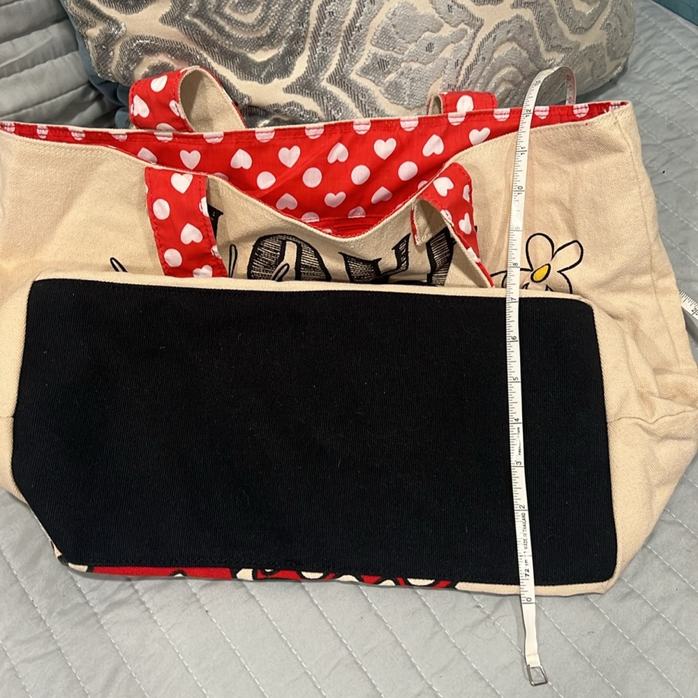 Disney Store Mickey And Minnie Mouse Love Kiss Tote Canvas travel Bag - Picture 7 of 7